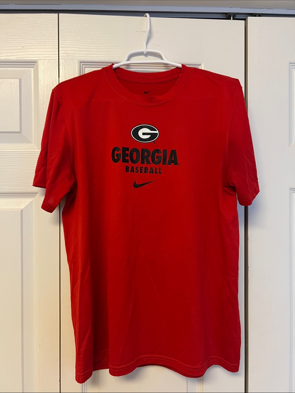 Nike Georgia Baseball Red Short Sleeve Tee with Black Logo